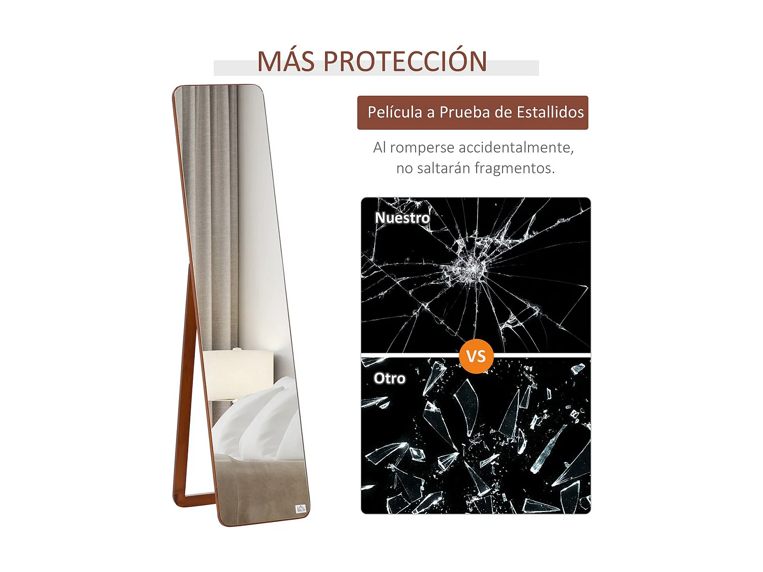 Espejo de pie nogal 37x43x156 cm HOMCOM