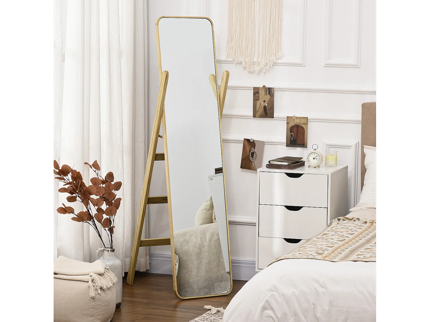 Espejo de pie madera natural 40x35x147 cm HOMCOM