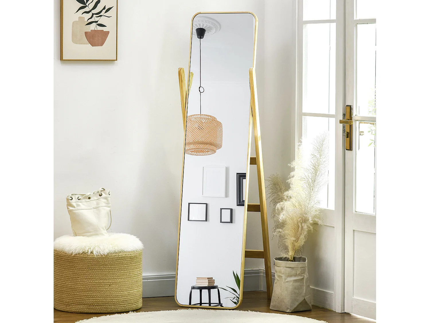 Espejo de pie madera natural 40x35x147 cm HOMCOM