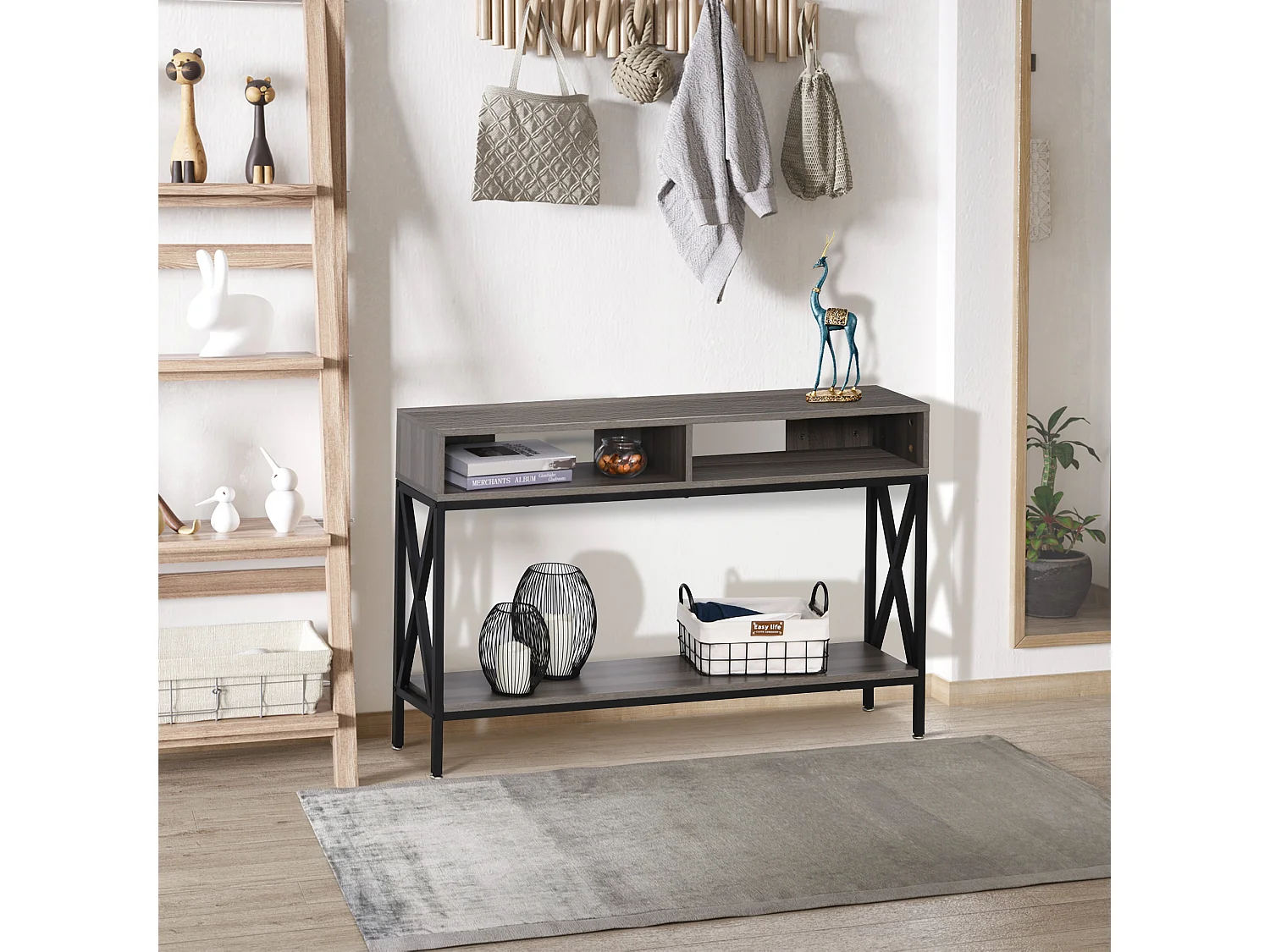 Mesa de consola gris 120x23.5x75 cm HOMCOM