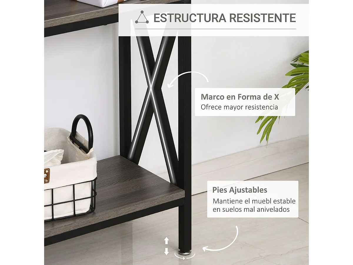 Mesa de consola gris 120x23.5x75 cm HOMCOM