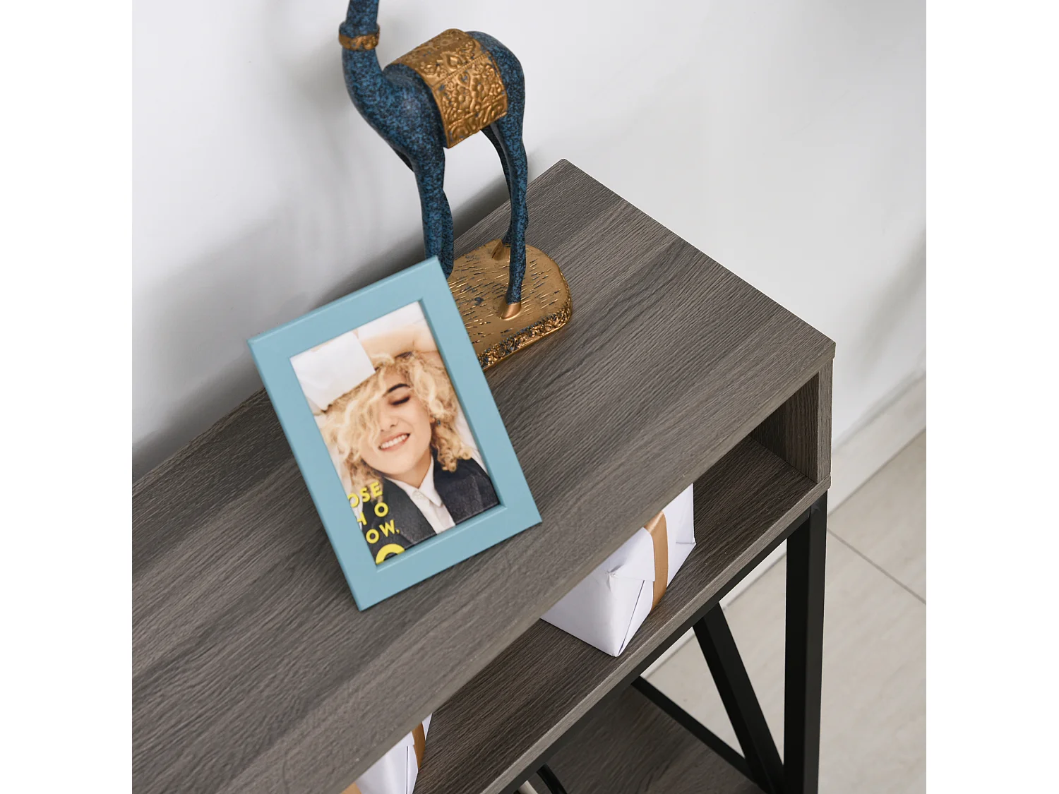 Mesa de consola gris 120x23.5x75 cm HOMCOM