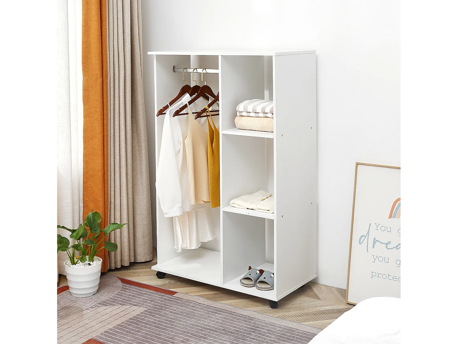 Armario abierto con rueda blanco 80x40x128cm HOMCOM