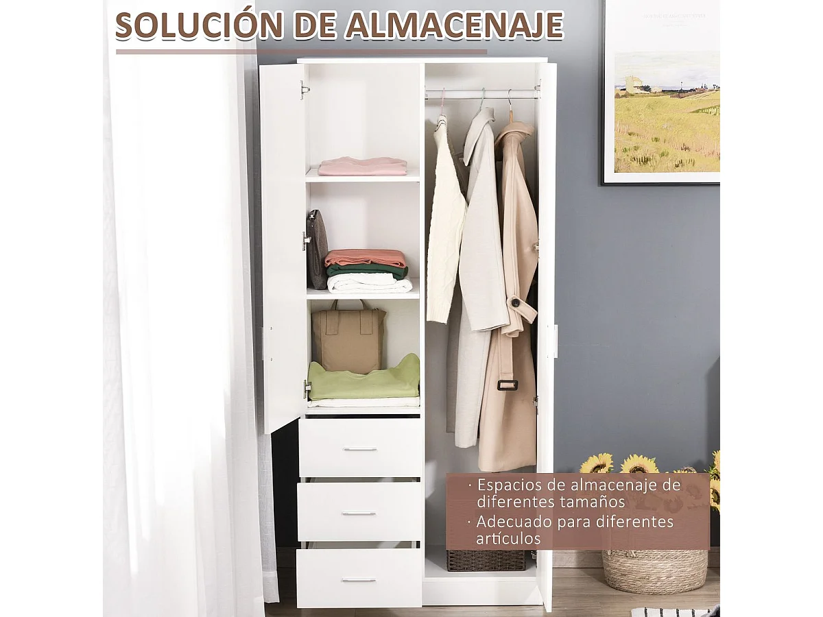 Armario blanco 80x50x180 cm HOMCOM