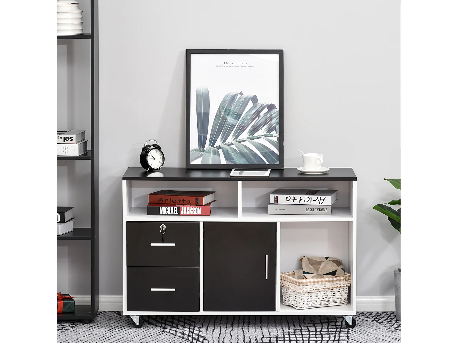 Mueble archivador negro 100x35x65 cm HOMCOM