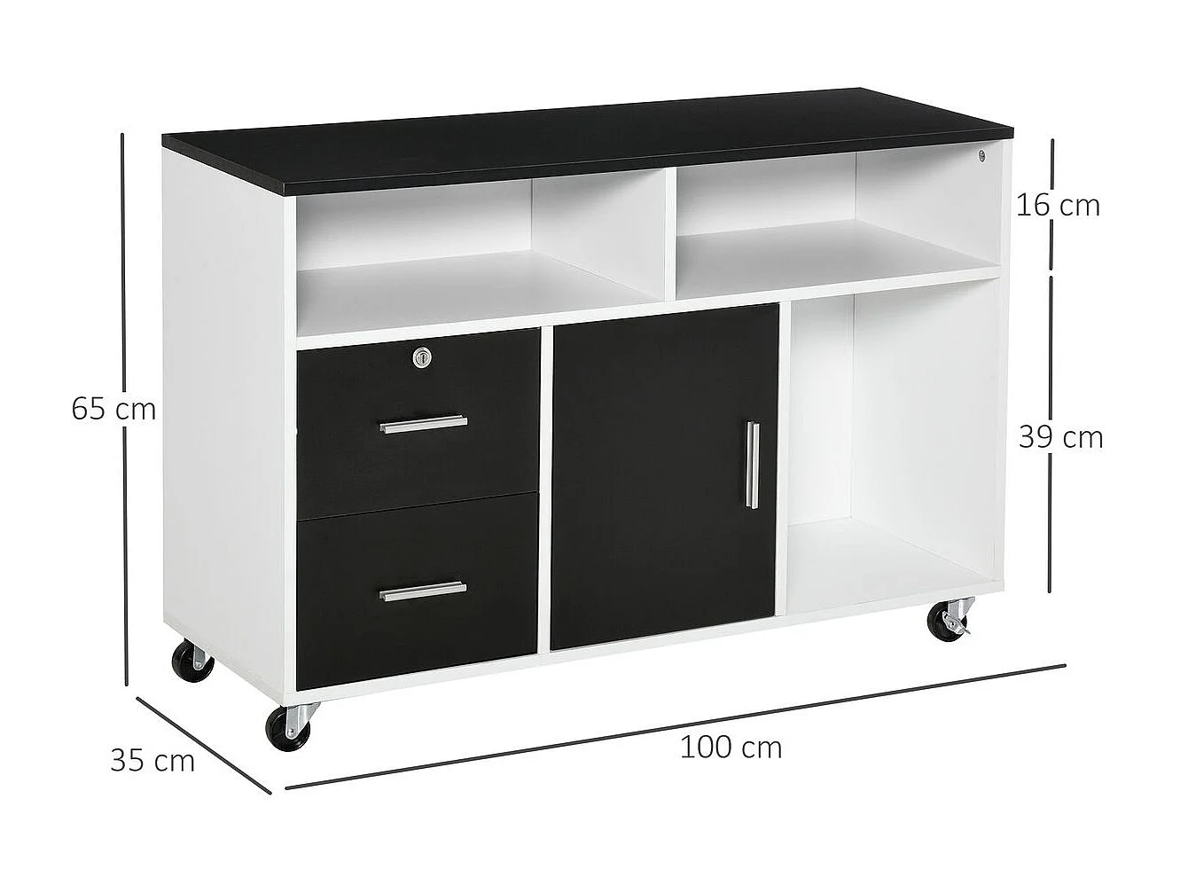 Mueble archivador negro 100x35x65 cm HOMCOM