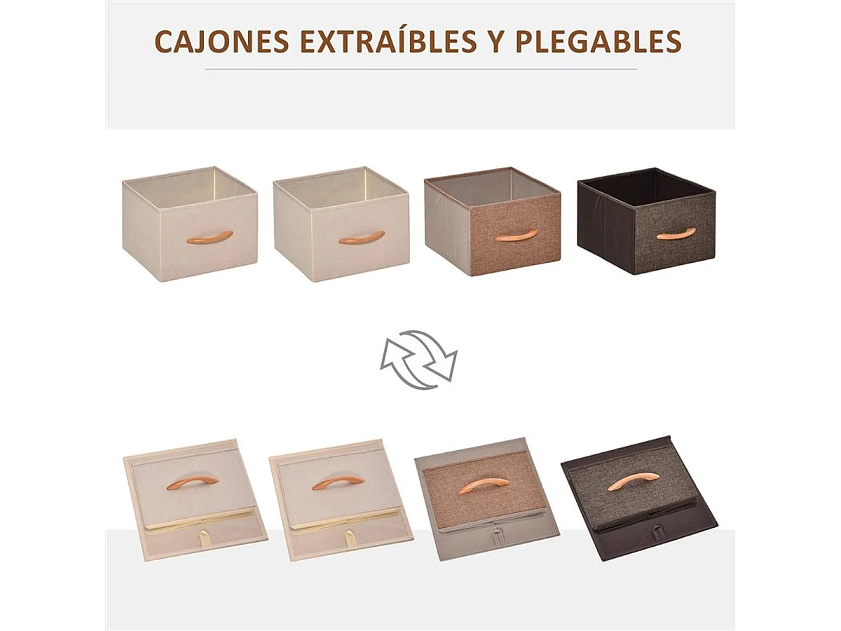 Cómoda de tela crema, café y marrón 31x29x99 cm HOMCOM