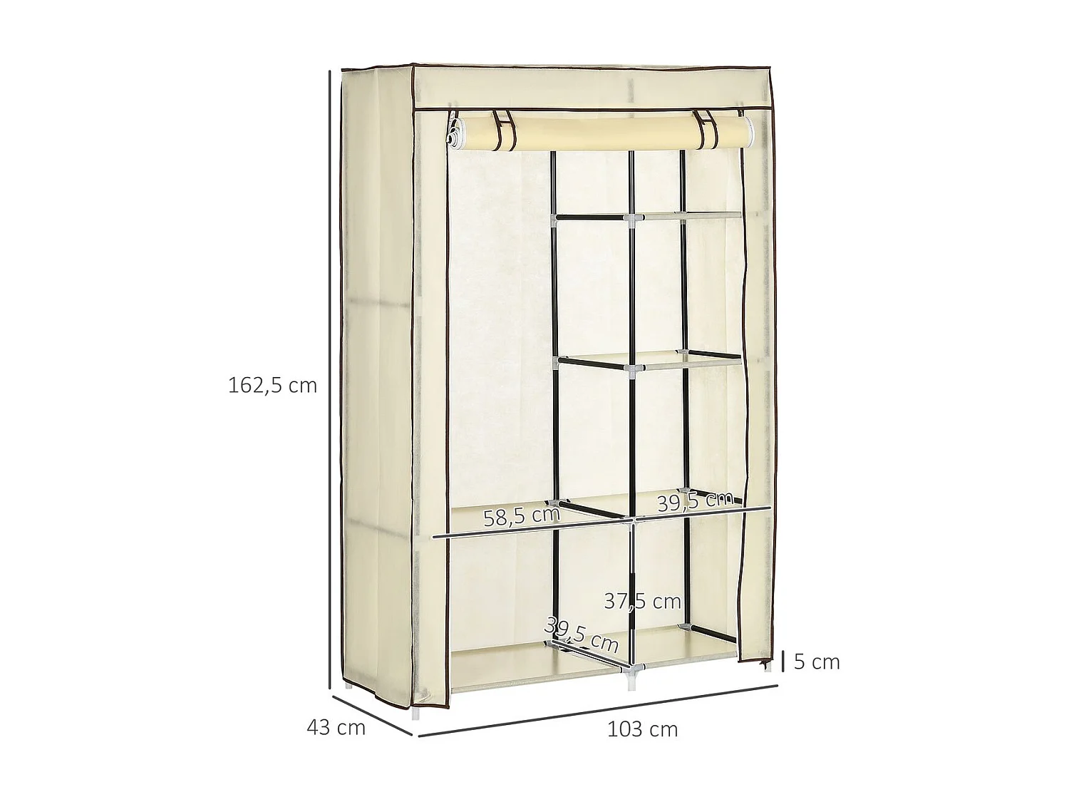 Armario de tela crema 103x43x162.5 cm HOMCOM