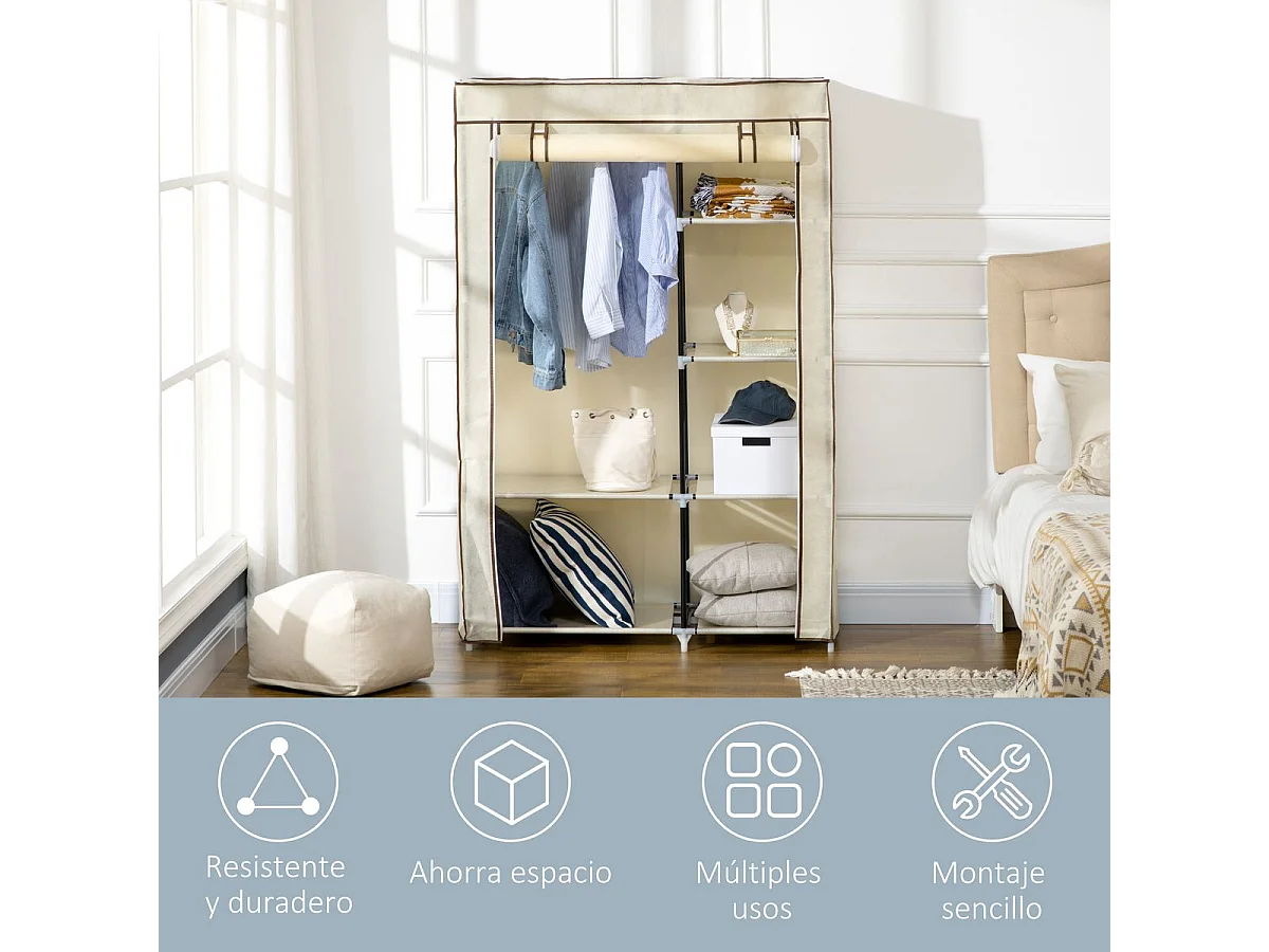 Armario de tela crema 103x43x162.5 cm HOMCOM