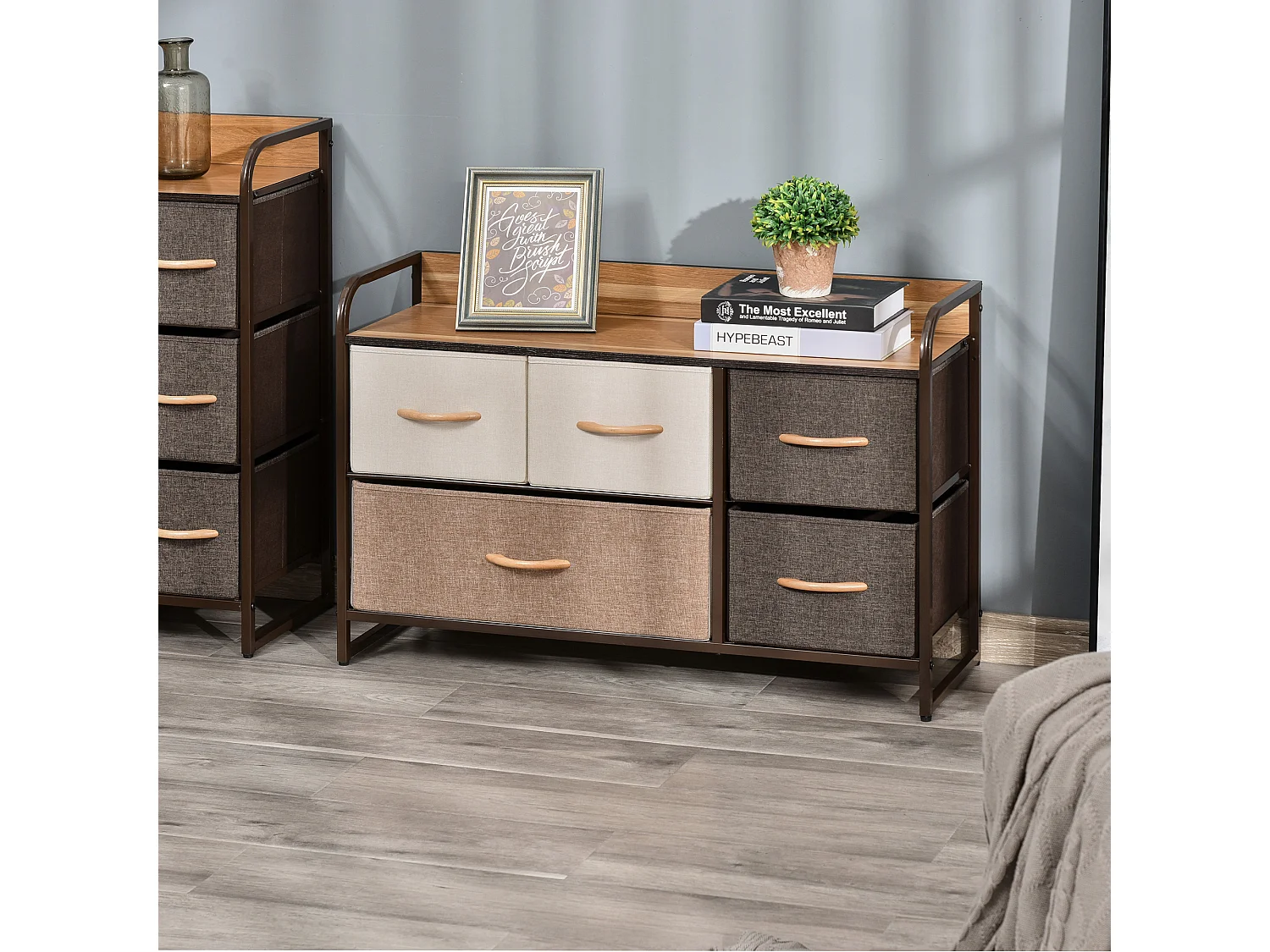 Cómoda de tela multicolor 87.5x29x58 cm HOMCOM