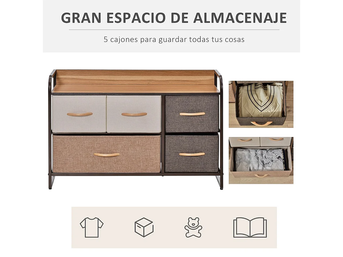 Cómoda de tela multicolor 87.5x29x58 cm HOMCOM