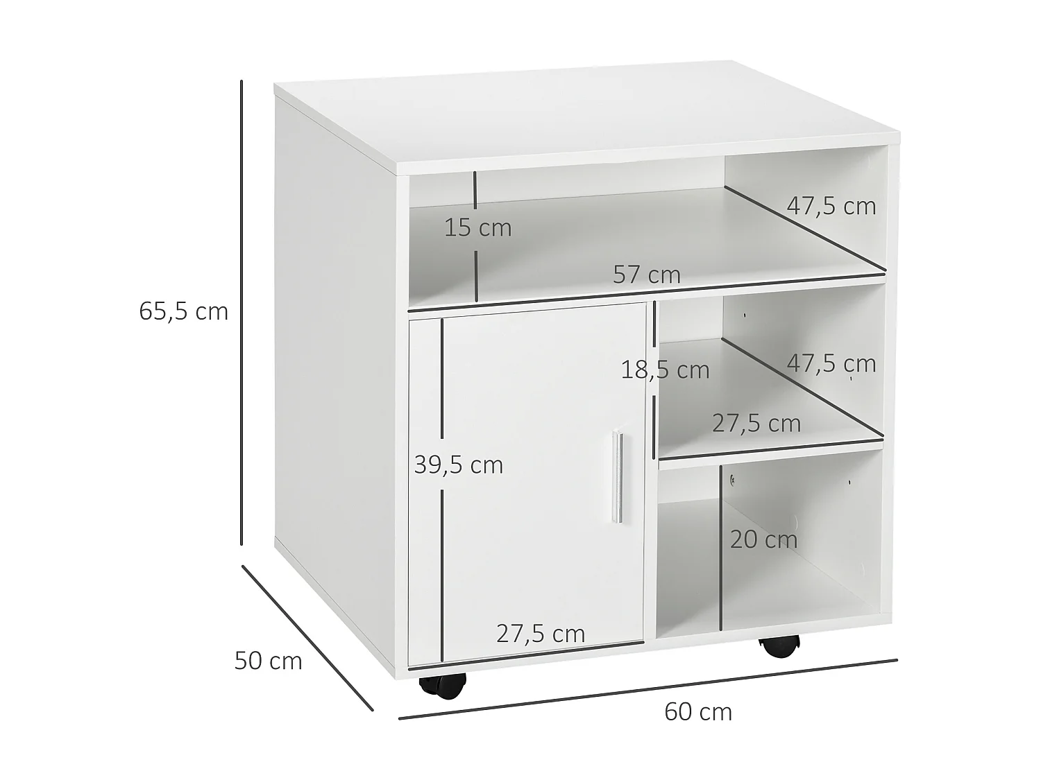 Soporte para impresora blanco 60x50x65.5 cm HOMCOM