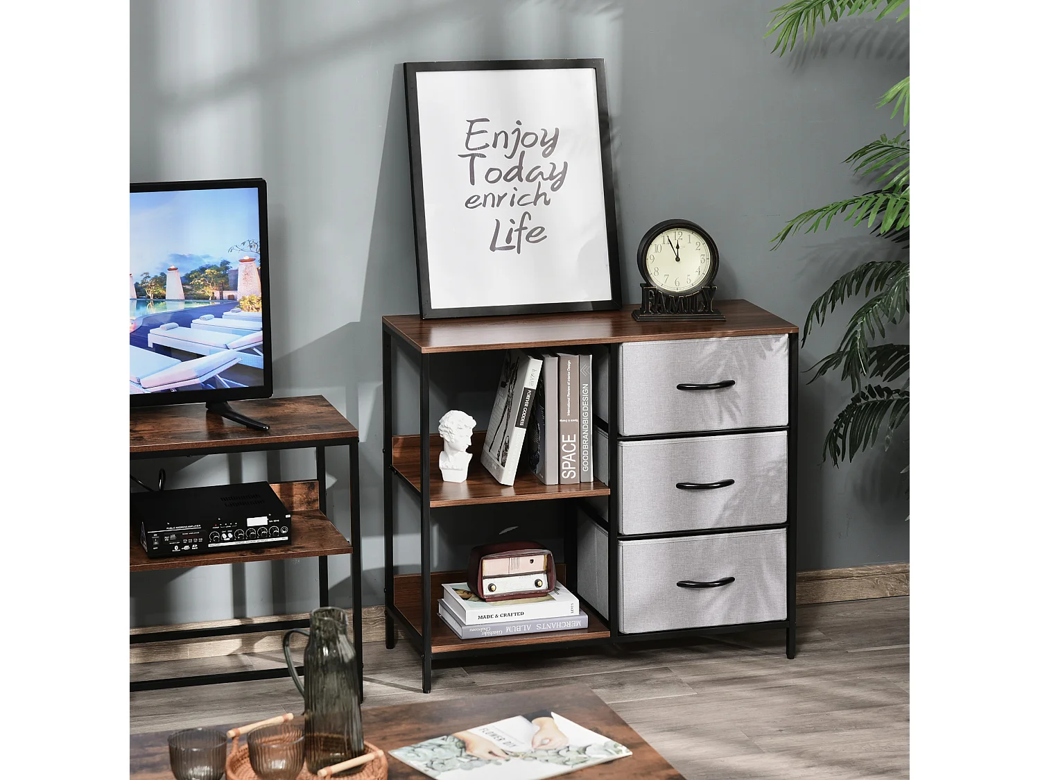 Cómoda de tela gris 80x29x71 cm HOMCOM