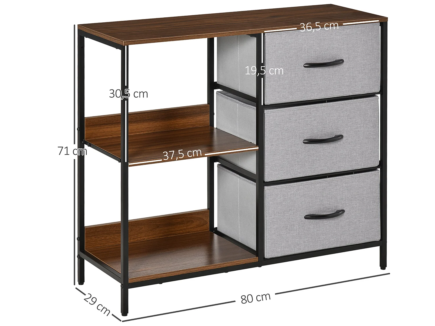 Cómoda de tela gris 80x29x71 cm HOMCOM