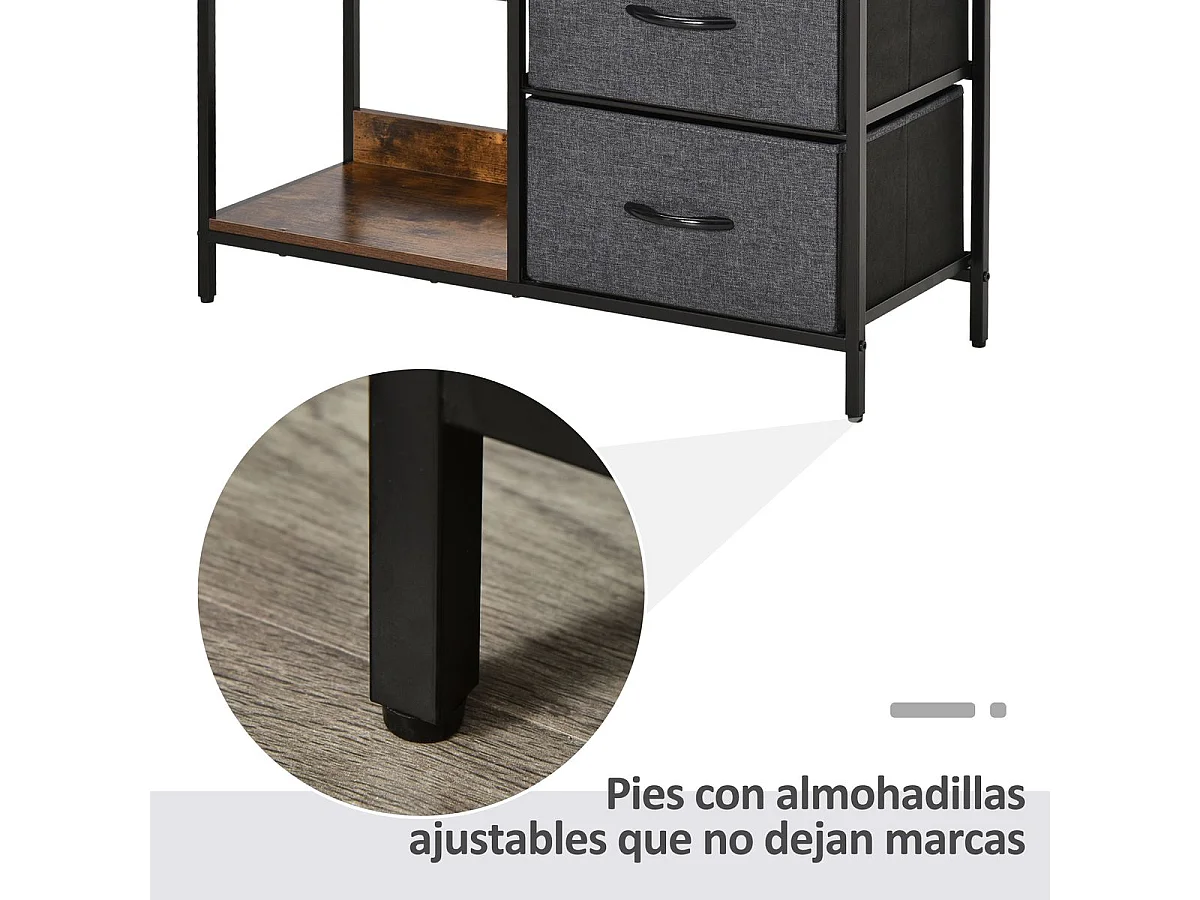 Cómoda de tela gris oscuro/gris carbón 80x29x71 cm HOMCOM