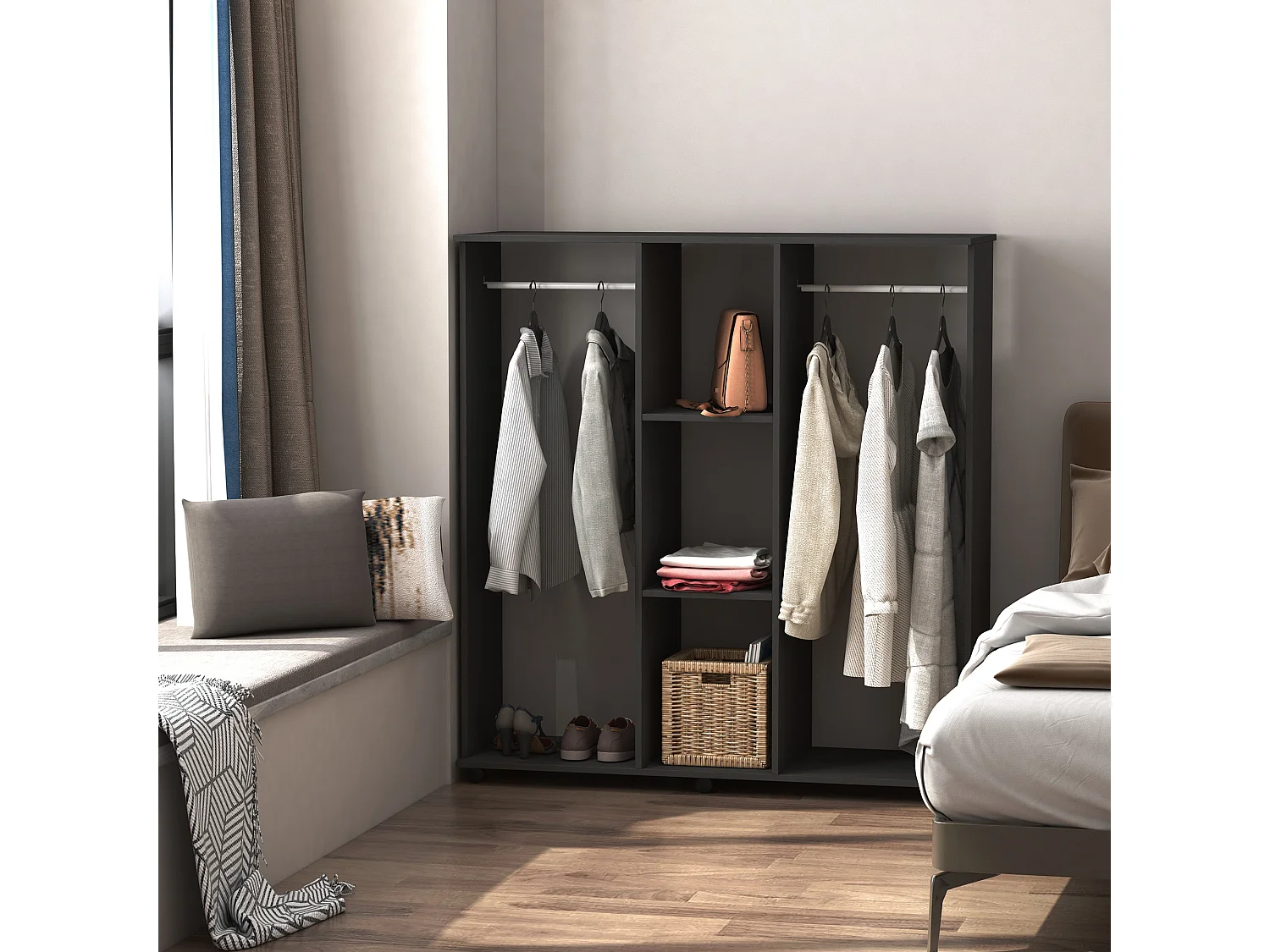 Armario ropero negro 120x40x128cm HOMCOM