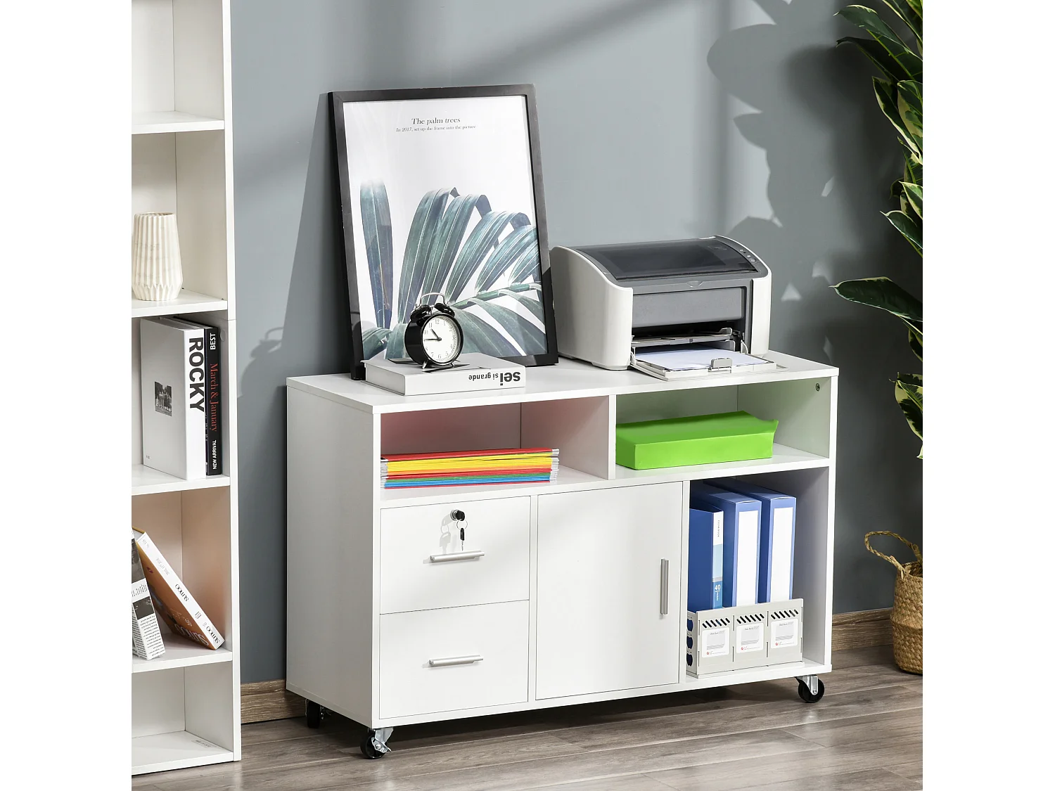 Mueble archivador blanco 100x35x65 cm HOMCOM