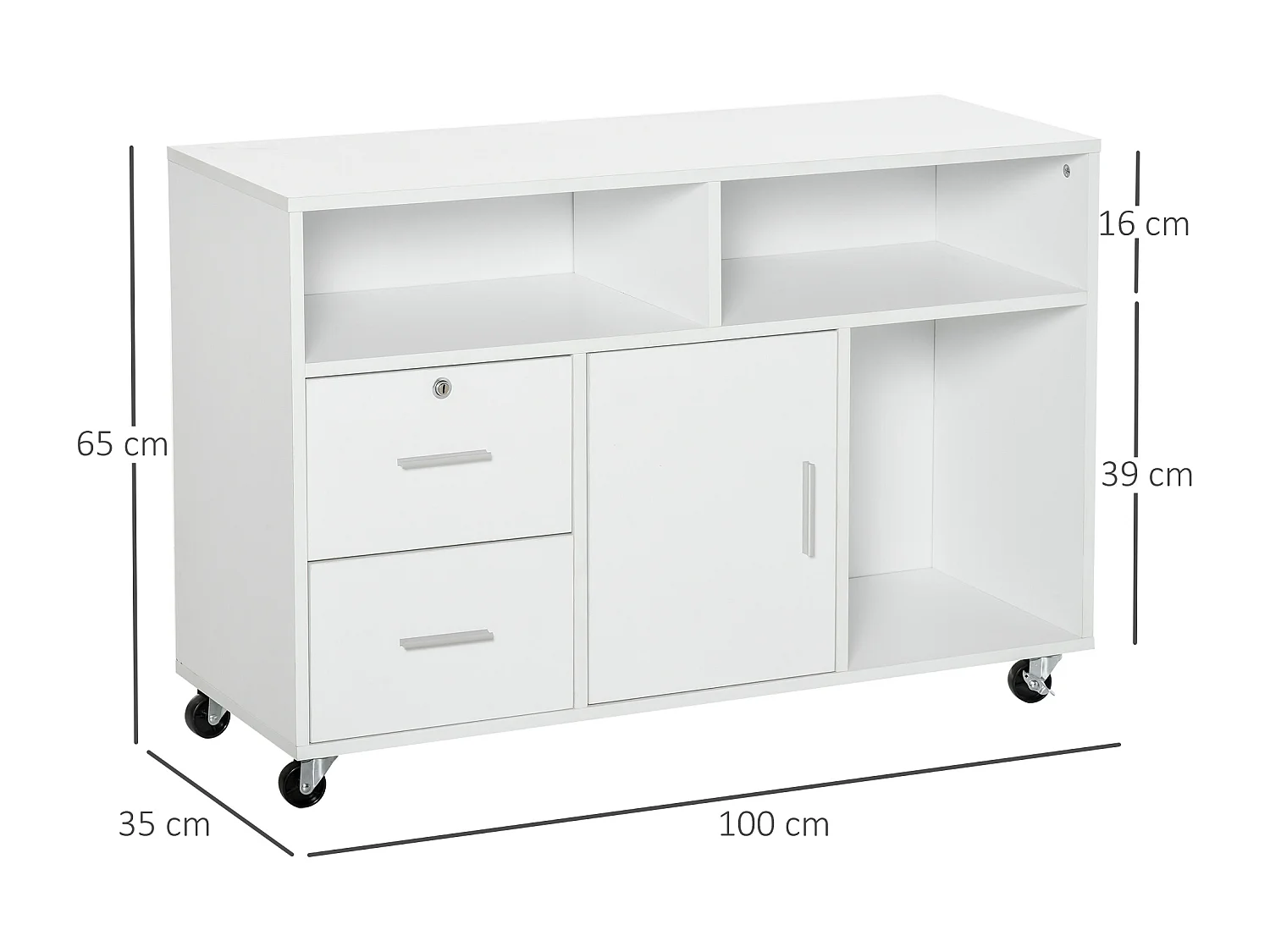 Mueble archivador blanco 100x35x65 cm HOMCOM