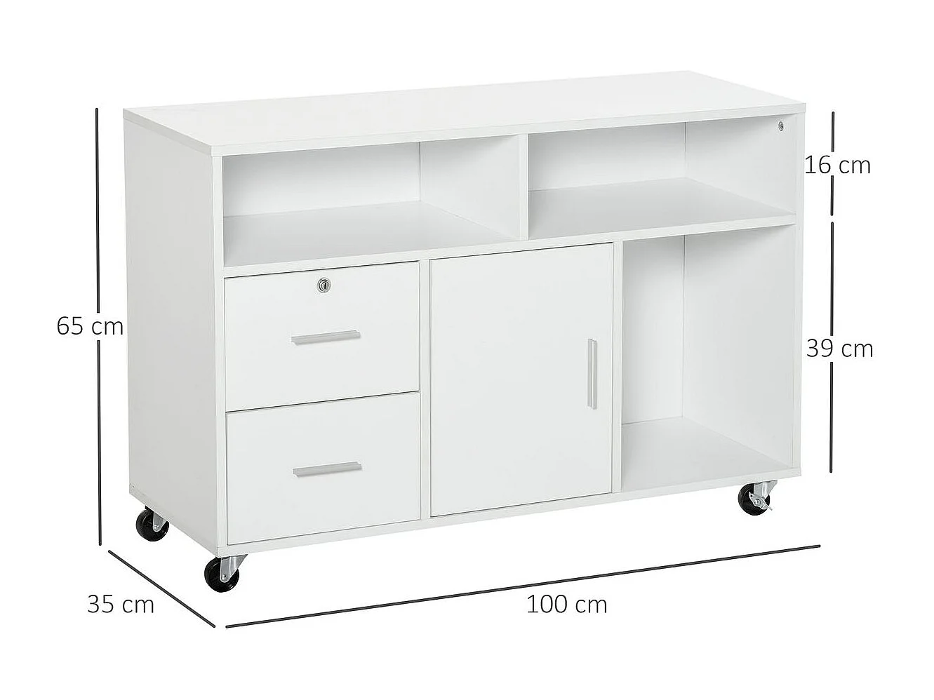 Mueble archivador blanco 100x35x65 cm HOMCOM