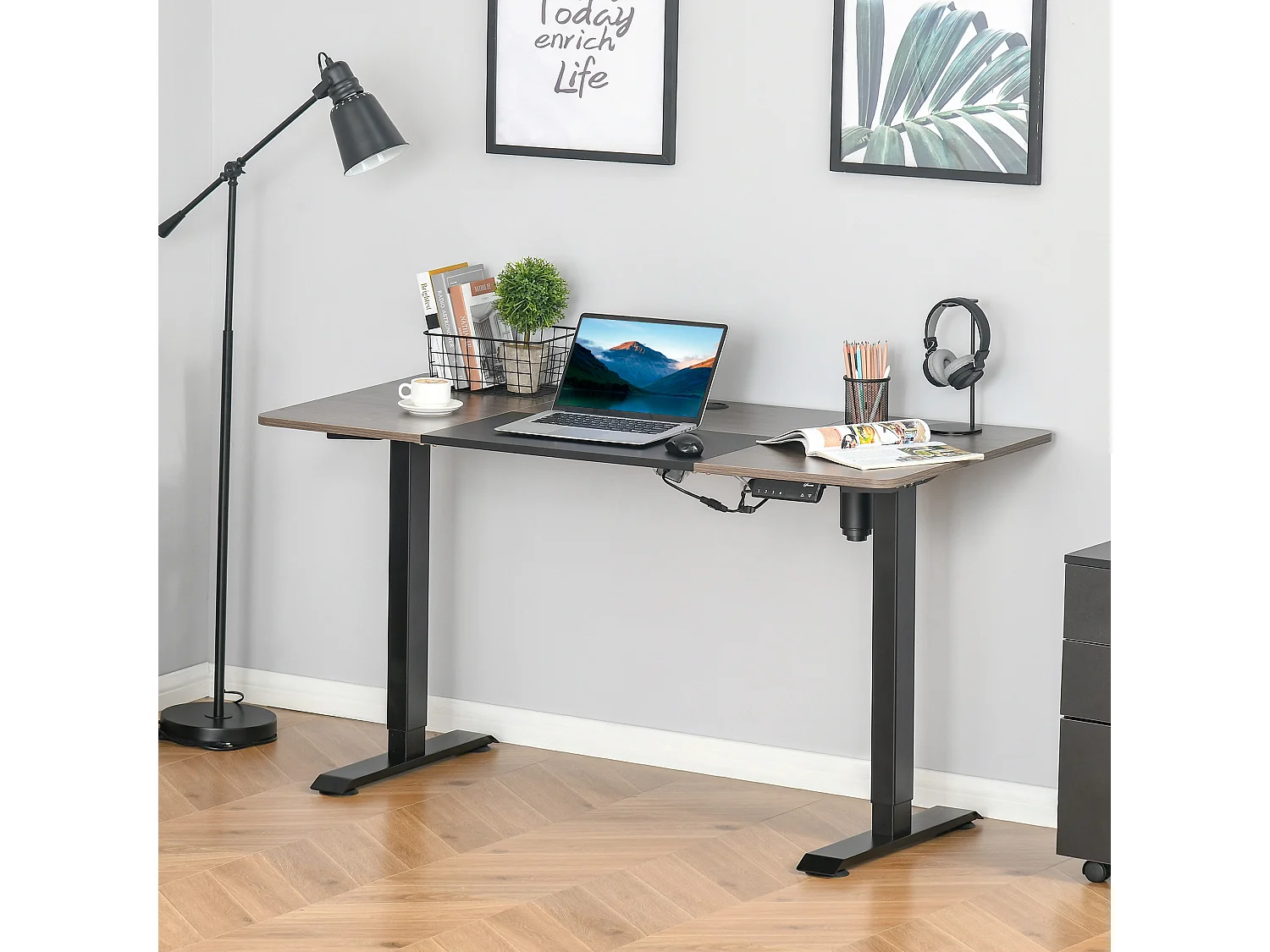 Escritorio eléctrico negro 140x70x116 cm Vinsetto