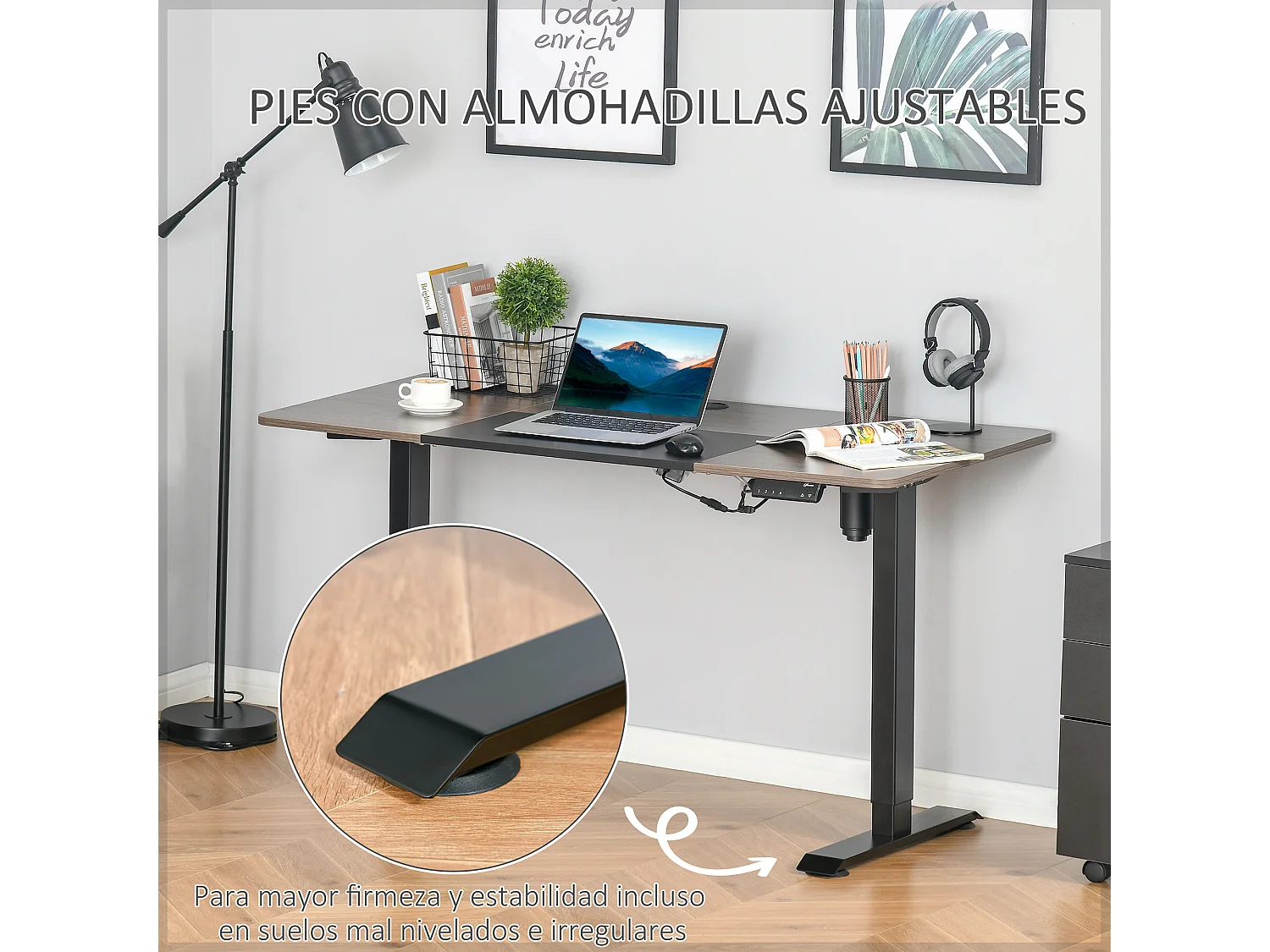 Escritorio eléctrico negro 140x70x116 cm Vinsetto