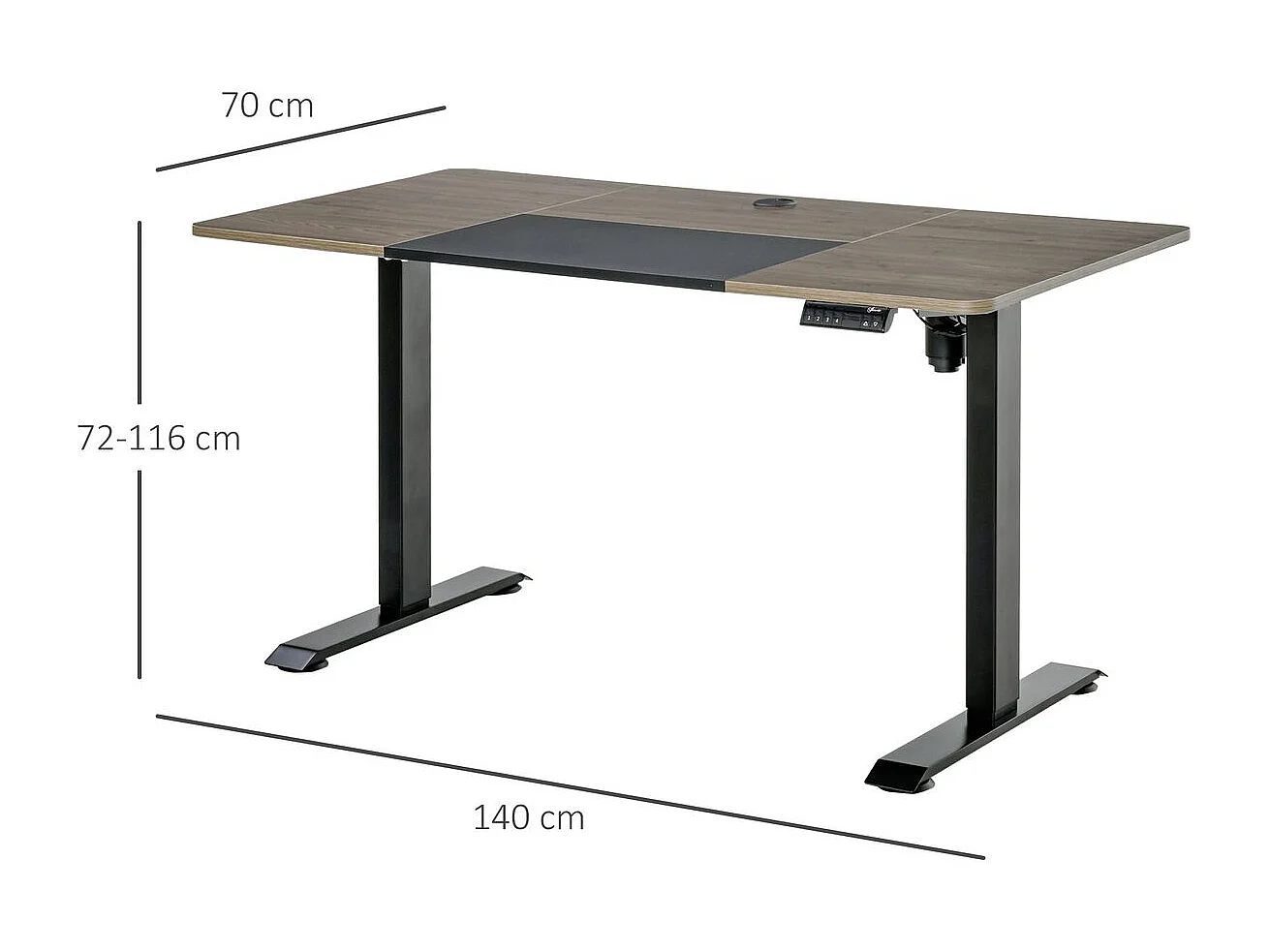 Escritorio eléctrico negro 140x70x116 cm Vinsetto