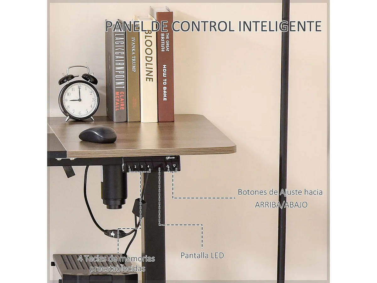 Escritorio eléctrico negro 140x70x116 cm Vinsetto