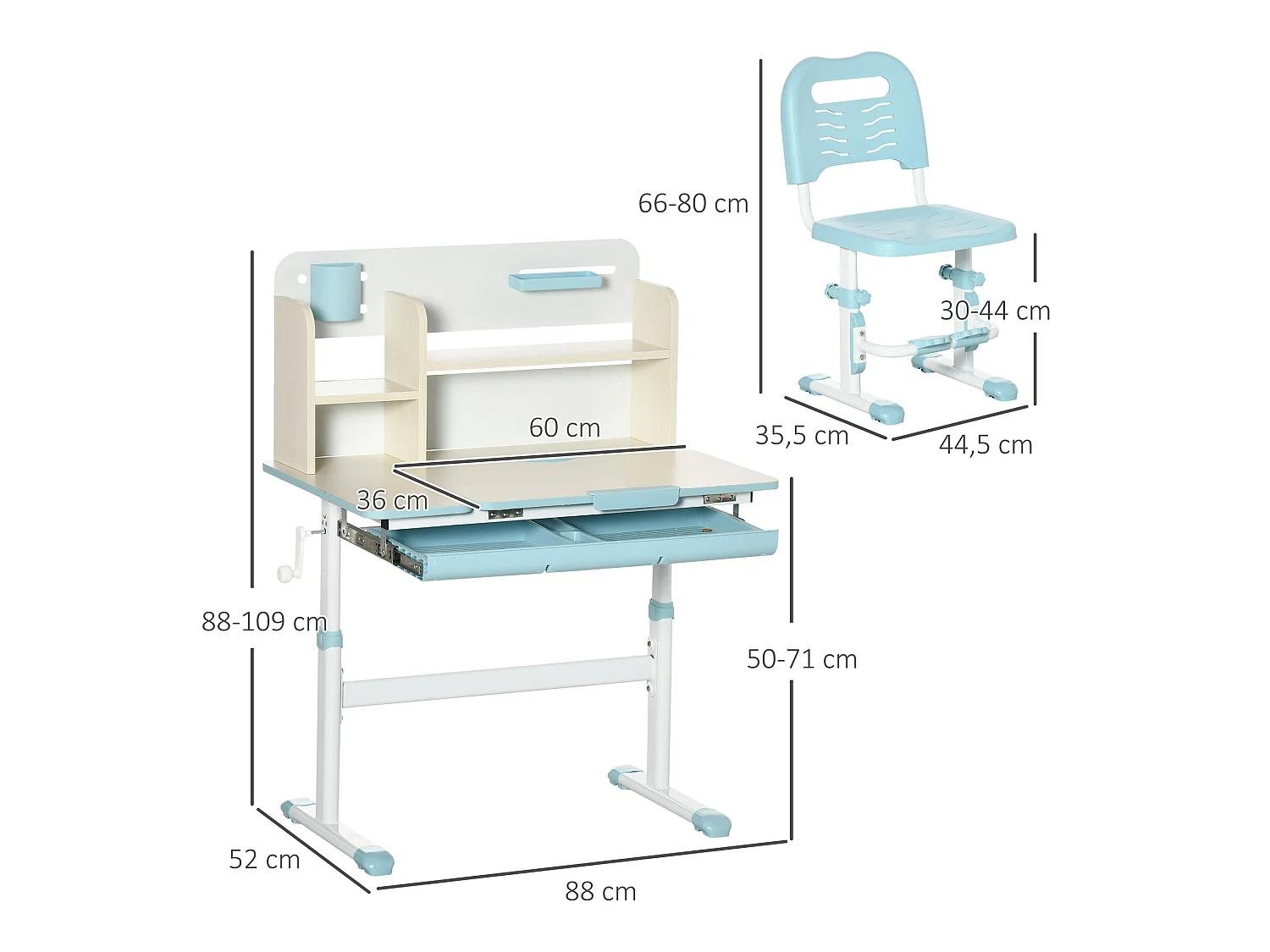 Pupitre infantil azul 80x52x109 cm HOMCOM