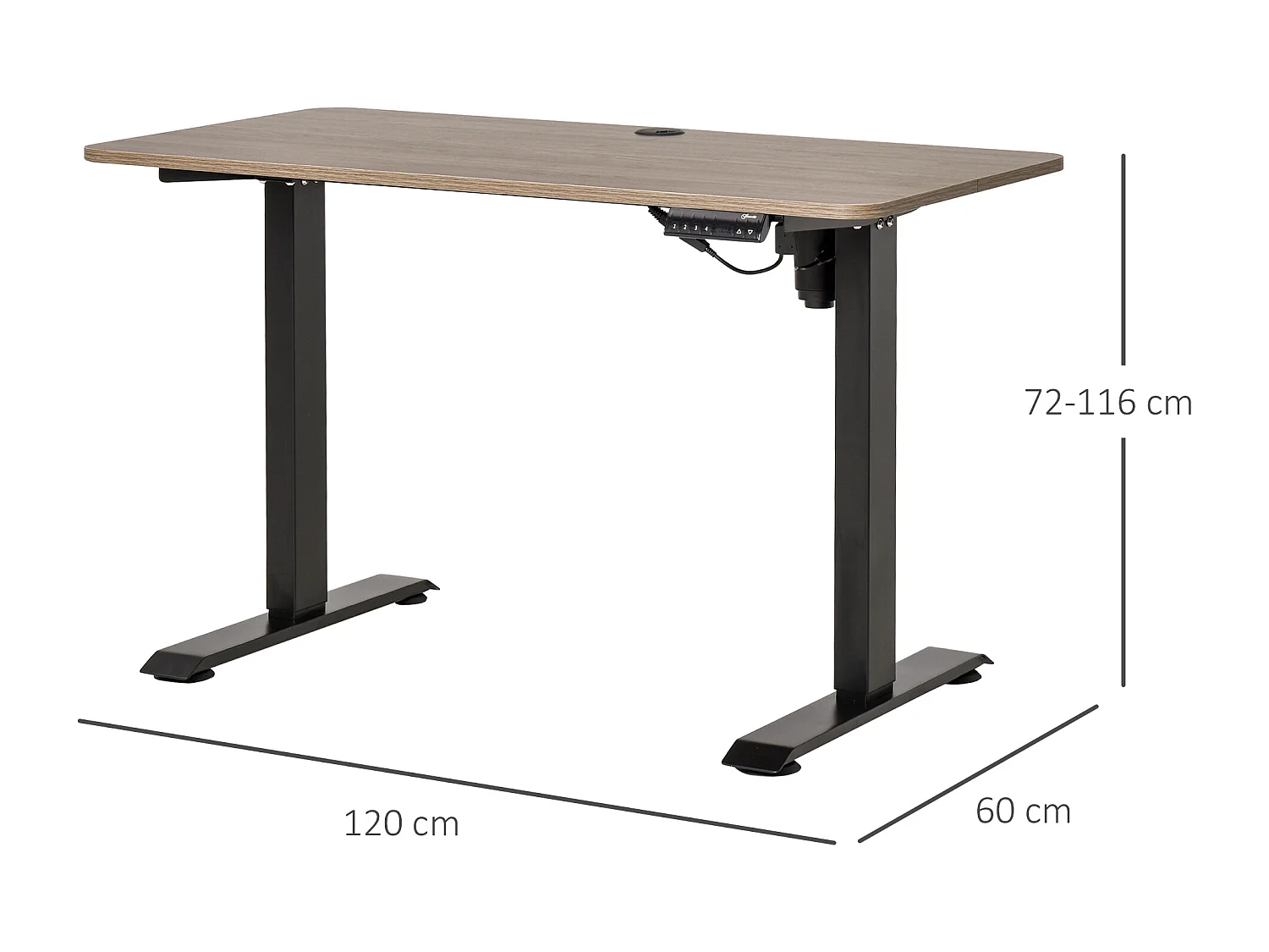 Escritorio eléctrico de pie negro 120x60x116 cm Vinsetto