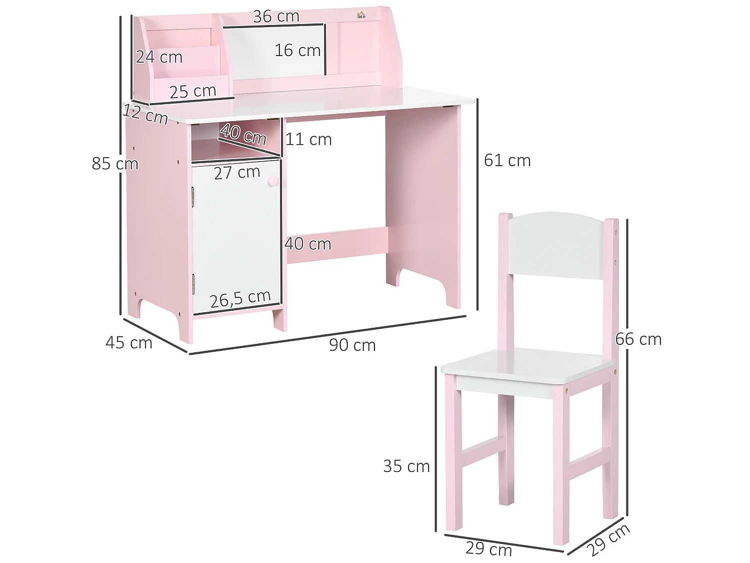Muebles infantiles rosa 90x45x85 cm HOMCOM