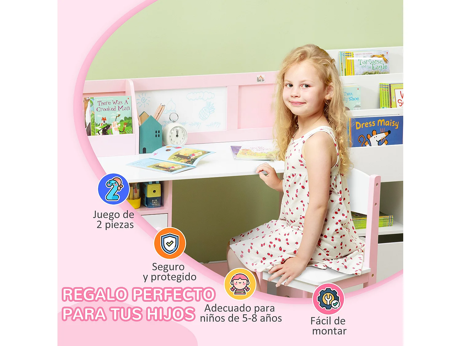 Muebles infantiles rosa 90x45x85 cm HOMCOM