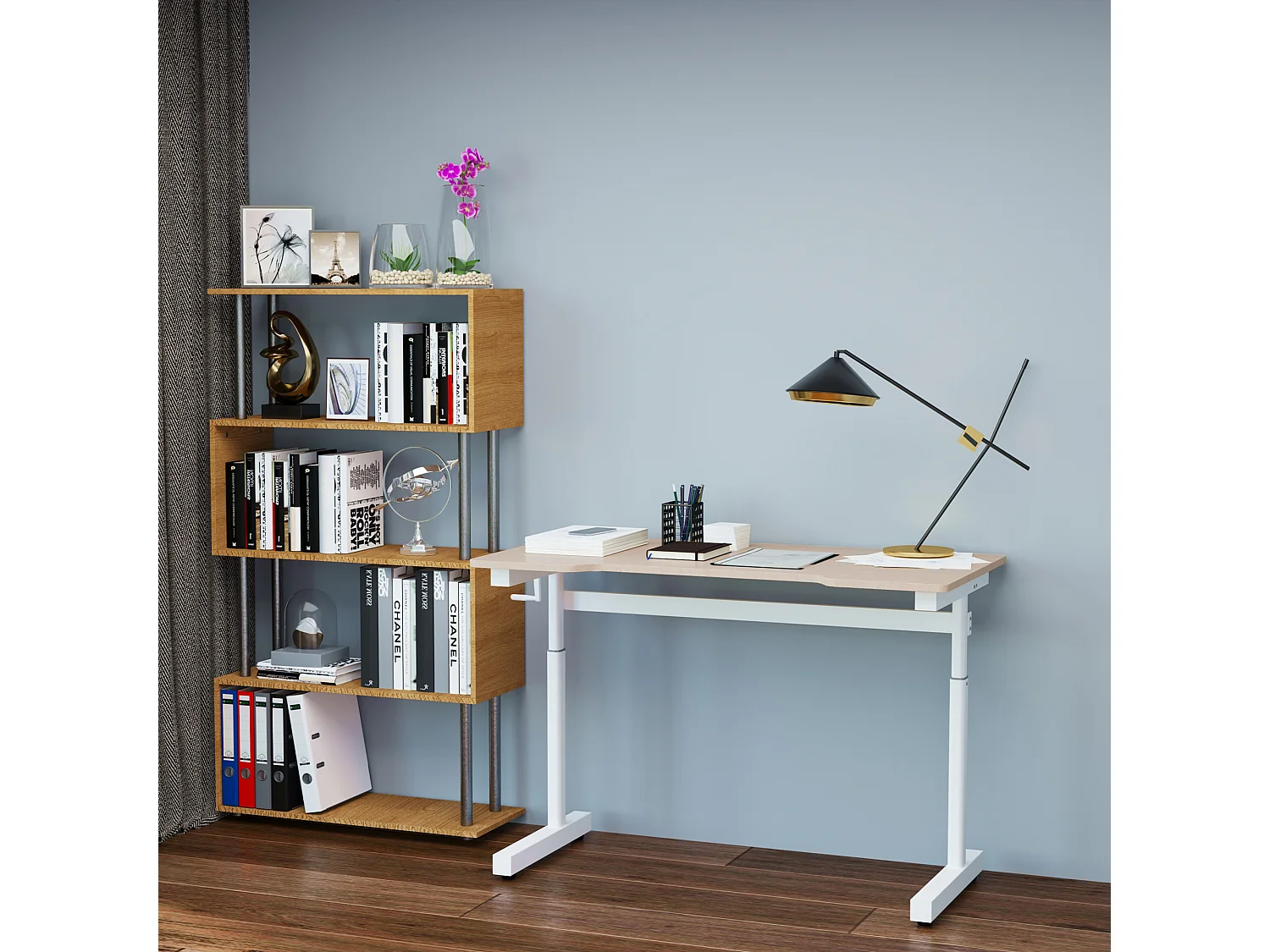 Escritorio de pie madera natural 120x60x117 cm Vinsetto