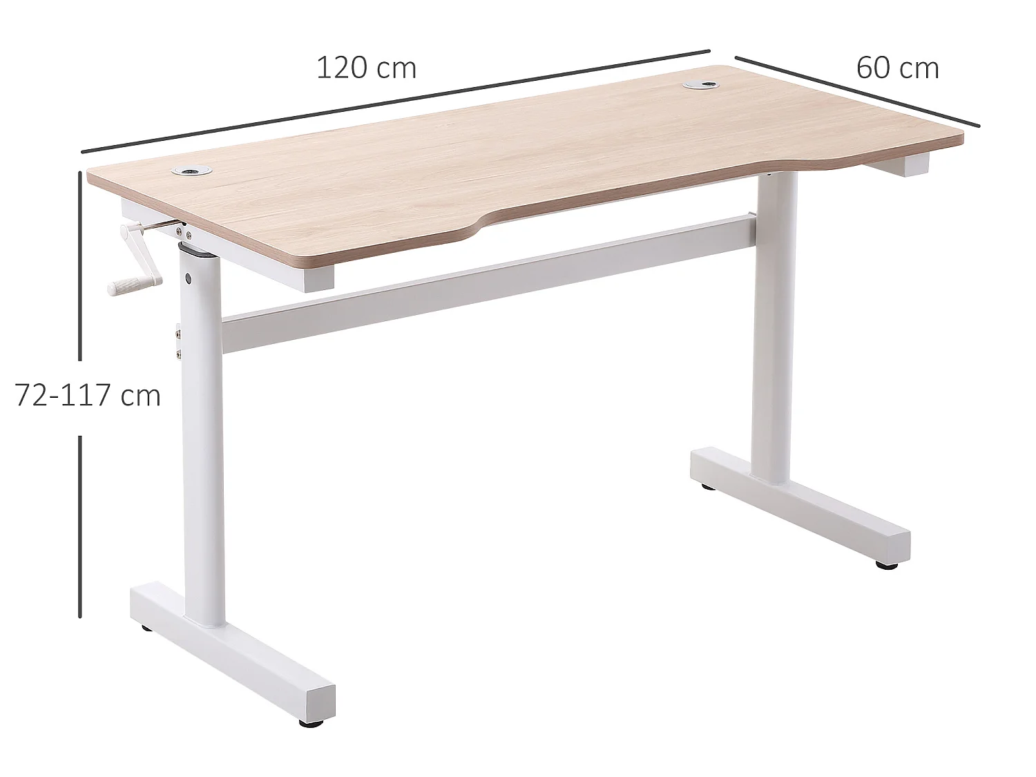 Escritorio de pie madera natural 120x60x117 cm Vinsetto