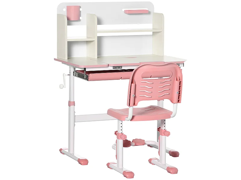 Pupitre infantil rosa 80x52x109 cm HOMCOM