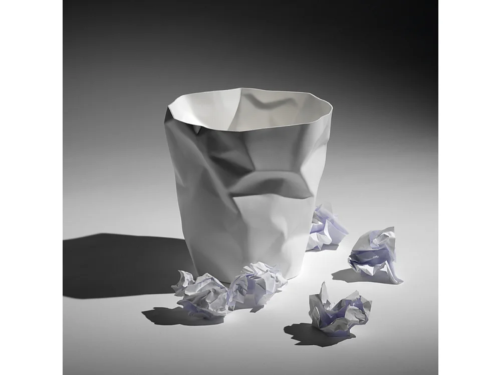 Corbeille design froissée Bin Bin H31cm Blanc  Essey