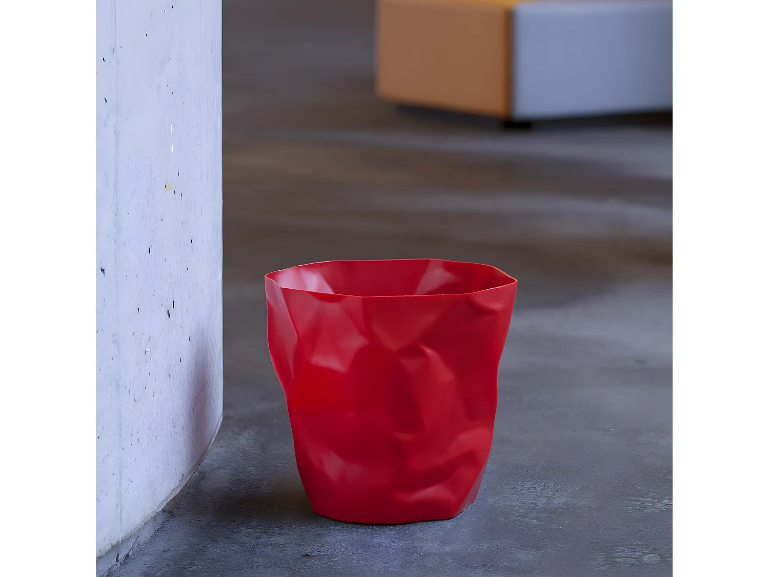 Corbeille design froissée Bin Bin H31cm Rouge  Essey