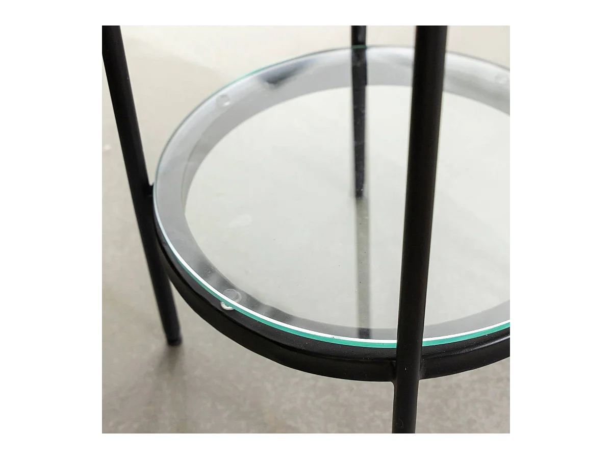 Bout de canapé plateau en verre rouge Lise