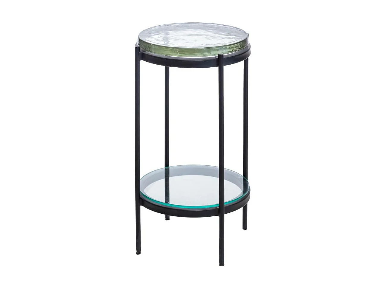 Mesa auxiliar Lise de vidrio y metal negro para una sala de estar única