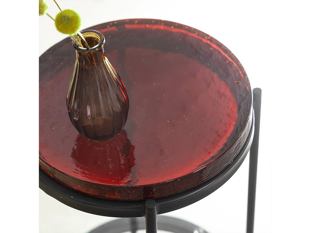 Mesa auxiliar Lise de vidrio y metal negro para una sala de estar única