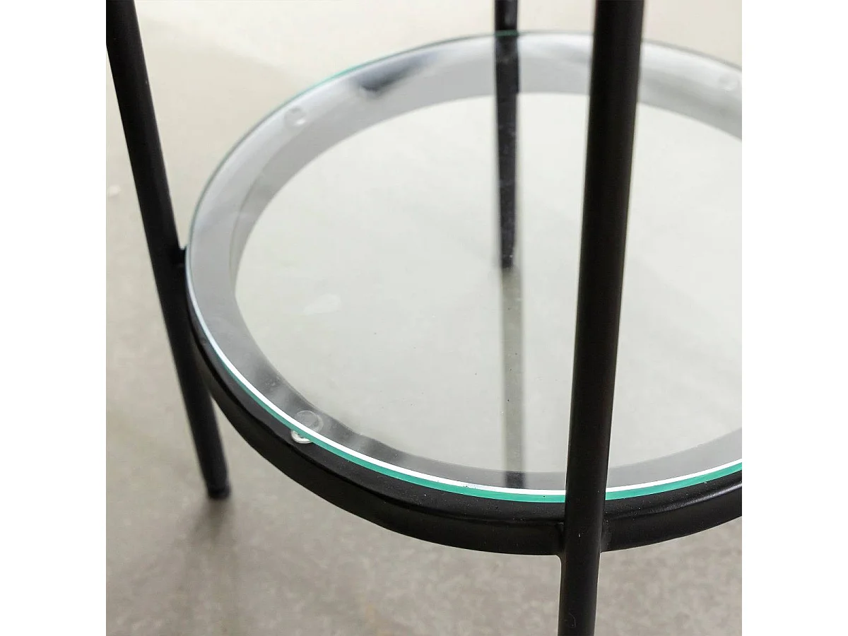 Mesa auxiliar Lise de vidrio y metal negro para una sala de estar única