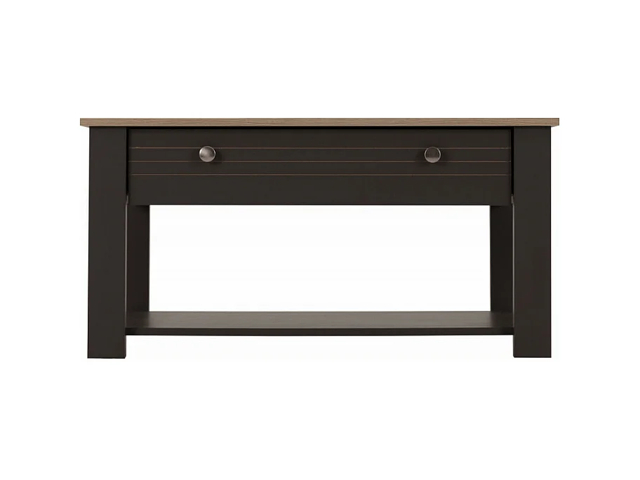 Table Basse 1 Tiroir Chêne et Gris 1 Niche L 103 H 85 P 59.5 cm