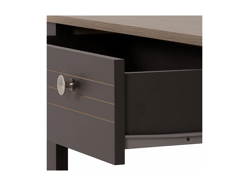 Table Basse 1 Tiroir Chêne et Gris 1 Niche L 103 H 85 P 59.5 cm