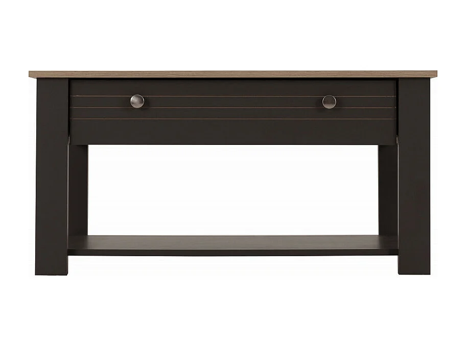 Table Basse 1 Tiroir Chêne et Gris 1 Niche L 103 H 85 P 59.5 cm
