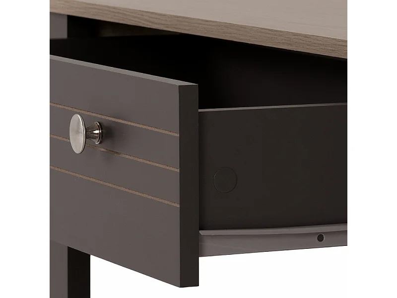 Table Basse 1 Tiroir Chêne et Gris 1 Niche L 103 H 85 P 59.5 cm