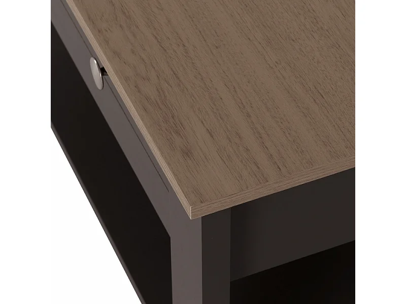 Table Basse 1 Tiroir Chêne et Gris 1 Niche L 103 H 85 P 59.5 cm