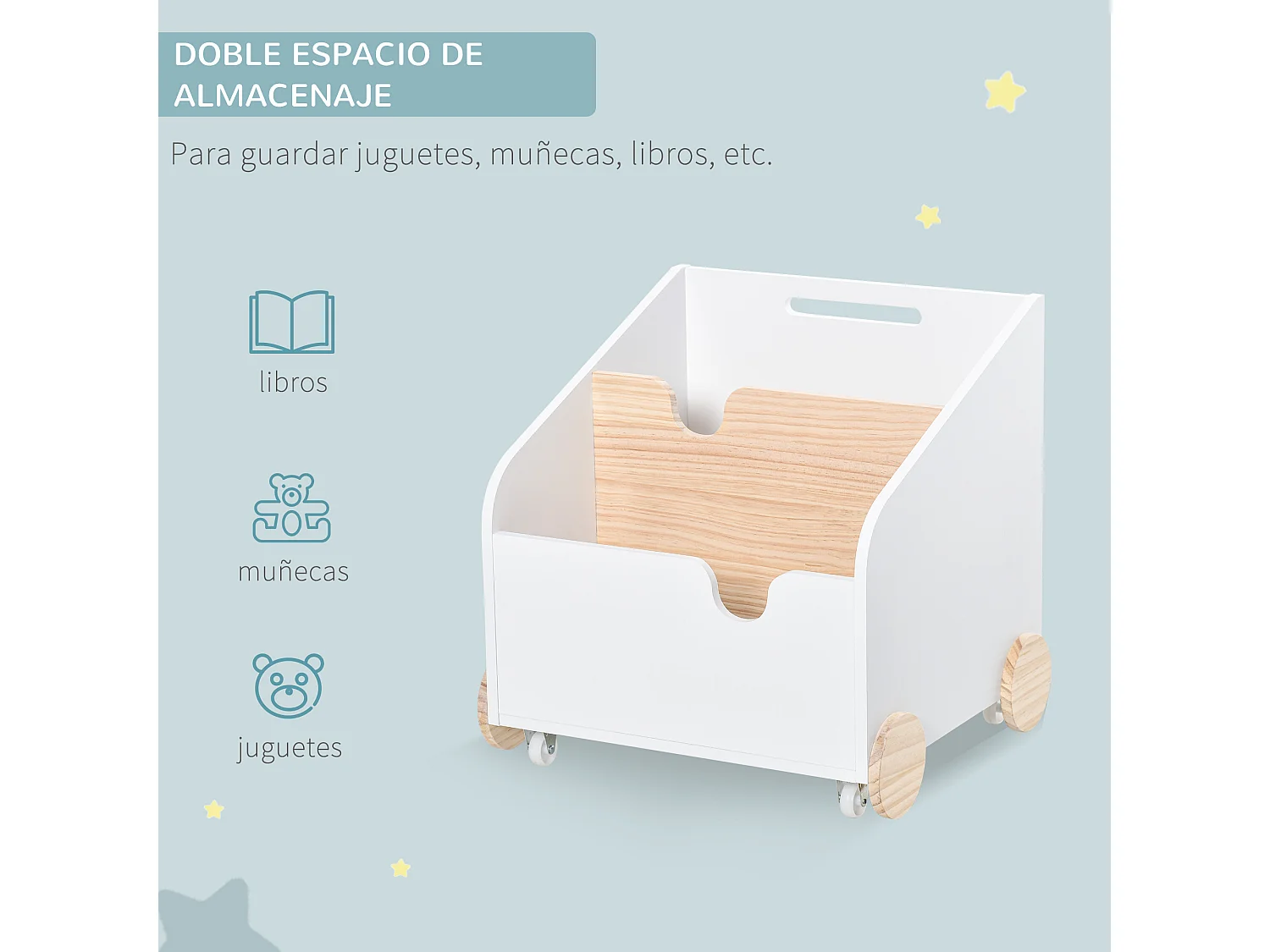 Caja de almacenaje de juguetes blanco 40x43x43 cm HOMCOM
