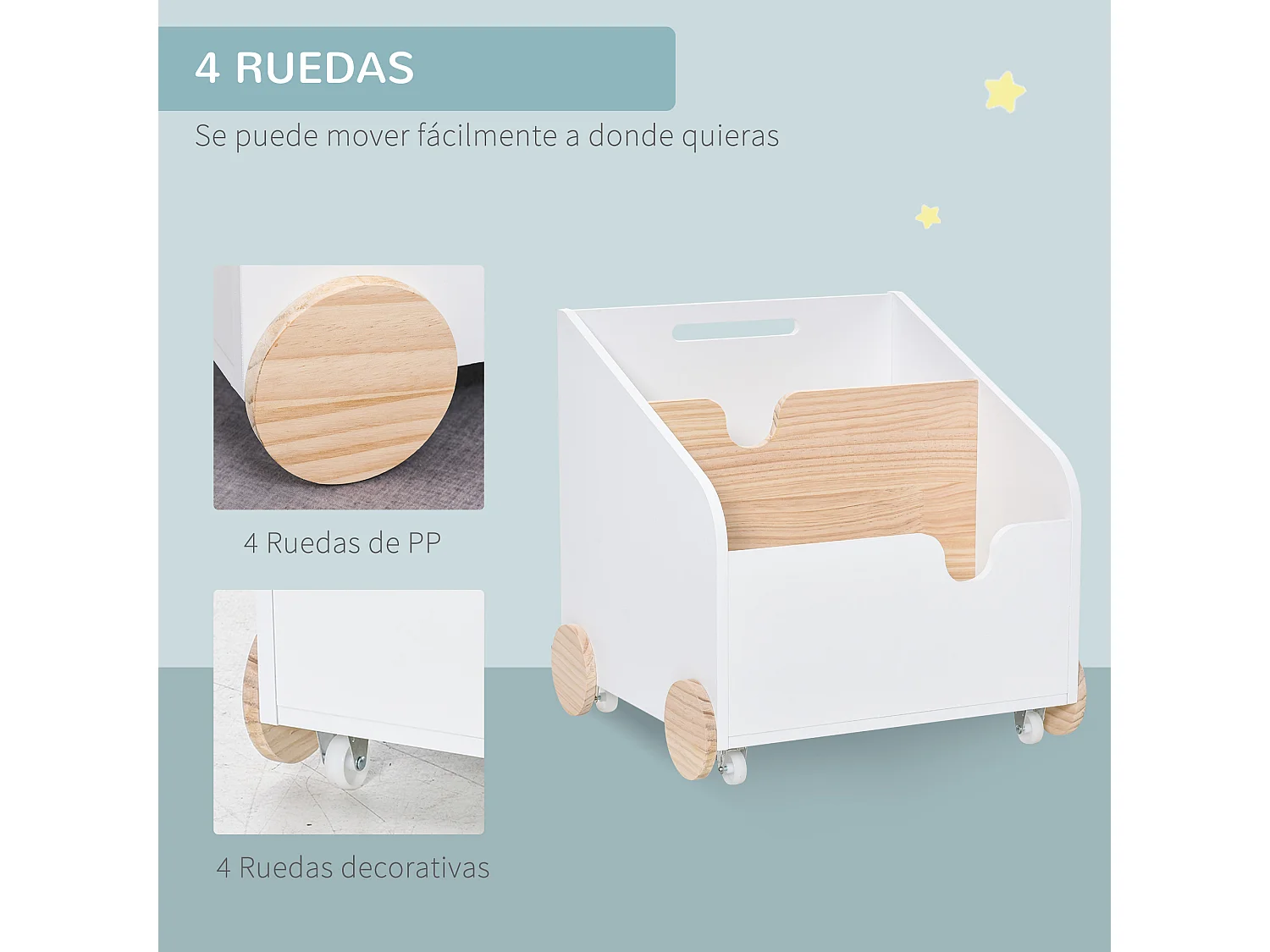 Caja de almacenaje de juguetes blanco 40x43x43 cm HOMCOM