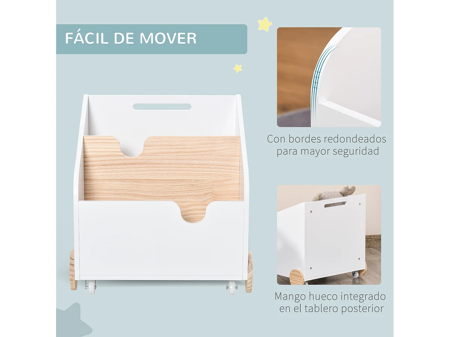 Caja de almacenaje de juguetes blanco 40x43x43 cm HOMCOM