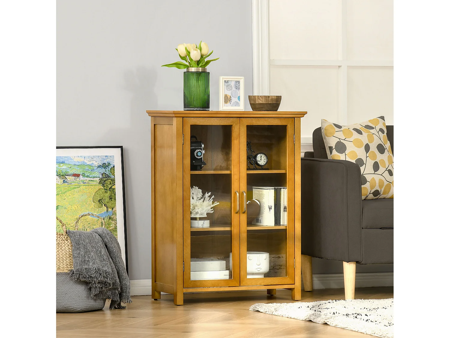 Armario de salón nogal 66x31.8x86.8 cm HOMCOM