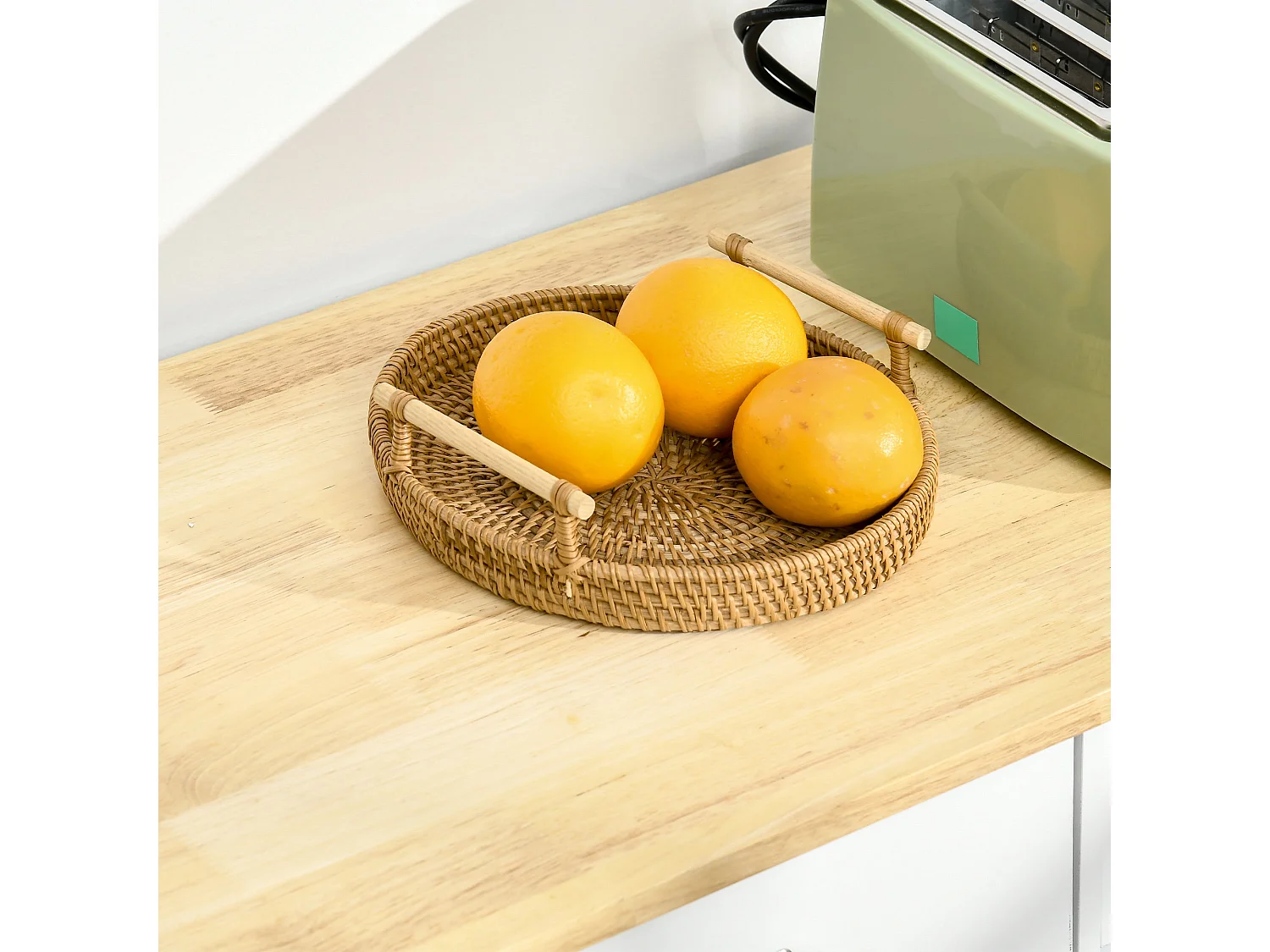 Buffet de cuisine – 101 x 40 x 85 cm – Blanc – MDF avec plateau en bois d'hévéa